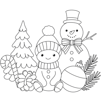 snowman and christmas tree outline png