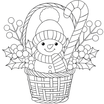 snowman in a Christmas basket png