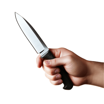 Close-Up Of A Hand Holding A Sharp Knife With Transparent Backdrop png