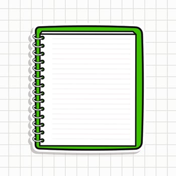 Cute funny Note pad sticker. hand drawn cartoon kawaii character illustration icon. Isolated on background. Note pad card character concept vector