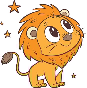 Cute Little Lion Playing Vectors Art Illustration for Kids Designs