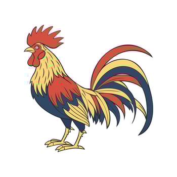 Illustration of a rooster on a white background. Cute farm poultry. vector