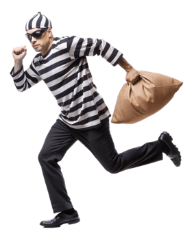 Masked Robber Fleeing with Stolen Goods png