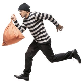Thief in Action Carrying Sack of Money png