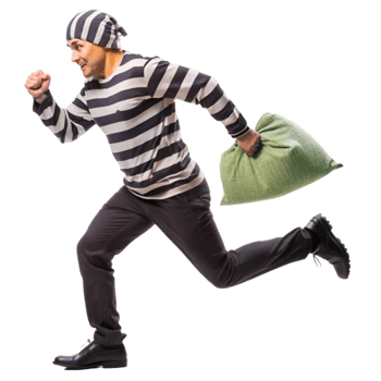 Burglar with Sack Over Shoulder Escaping png