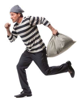 Masked Criminal Running with Loot Sack png
