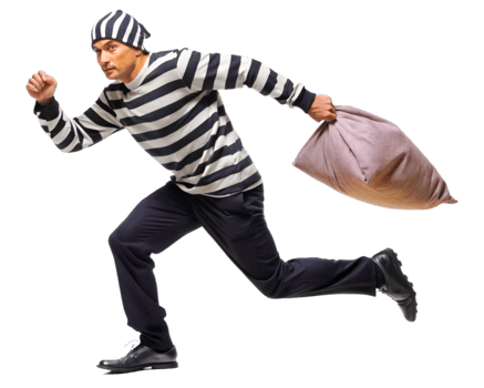 Thief Holding Sack of Stolen Goods While Running png