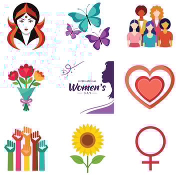 women's day icon set vector