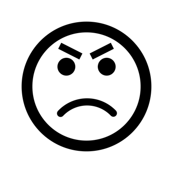 Cartoon angry and evil smile face emoticon icon in flat style png
