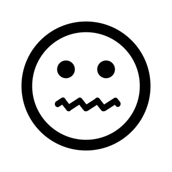 Cartoon sad smile face emoticon icon in flat style png