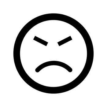 Cartoon sad smile face emoticon icon in flat style png