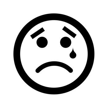Cartoon sad smile face emoticon icon in flat style png