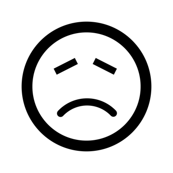 Cartoon sad smile face emoticon icon in flat style png