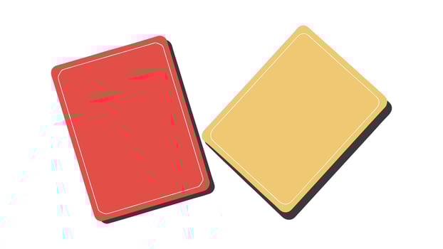 Two red and yellow cards are shown on a white background vector