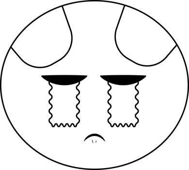Isolated black and white crying dog png