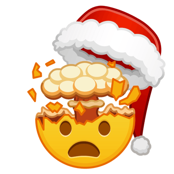 Christmas shocked face with exploding head Large size of yellow emoji smile png