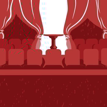 Empty Theater Stage with Red Seats and Curtains vector