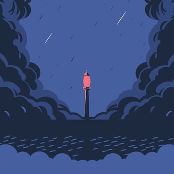 Night Sky, Tower, Rain, Clouds, Hope, Illumination, Silhouette, Dark, Mystery, Storm vector
