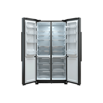 Modern Stainless Steel Double Door Refrigerator Against aTransparent Background. png