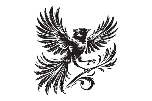 Detailed Sparrow Bird Silhouette Artwork vector