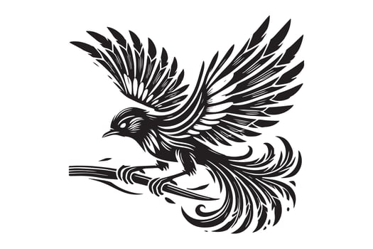 Perched Sparrow Silhouette Black and White Designs vector