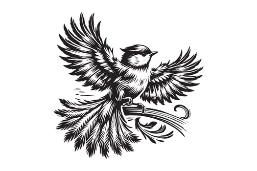 Hand-Drawn Sparrow Silhouette Clipart vector