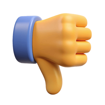 3D Render of a Cartoon Thumbs Down Gesture png