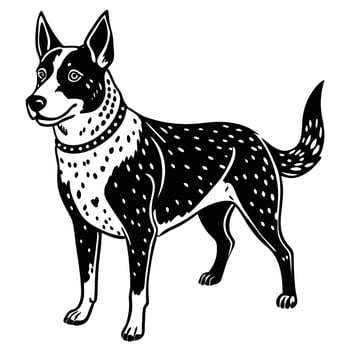 australian cattle dog black silhouette Design, Icon with white background. Dog silhouette vector