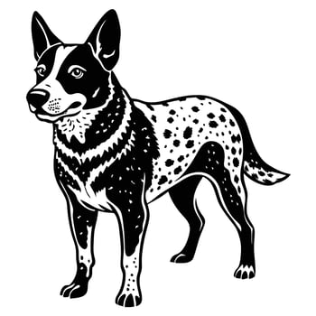 australian cattle dog black silhouette Design with white background. Dog silhouette icon vector