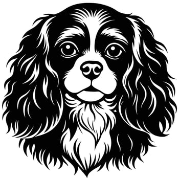 cavalier king charles spaniel head black silhouette Design, Icon with white background. Dog head silhouette vector