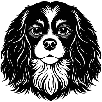 cavalier king charles spaniel dog head black silhouette Design, Icon with white background. vector