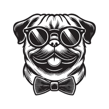 Pug Wearing Sunglasses dog vector