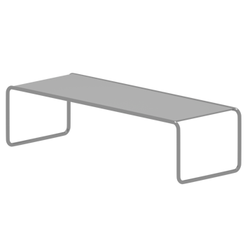 A gray table with a metal frame and a metal shelf png