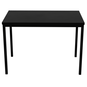 A black table with a metal frame and a black top png
