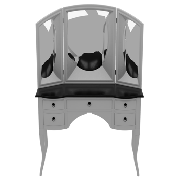 A black and white image of a dressing table png
