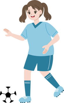 happy girl dribbling soccer ball png