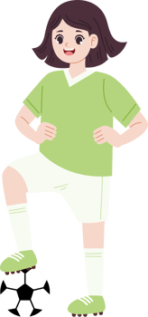 girl standing with soccer ball png