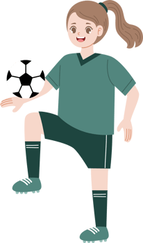 girl playing with soccer ball png