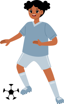 black haired girl playing soccer png