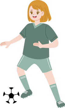 cute girl playing soccer character png