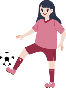 cute girl playing soccer cartoon png