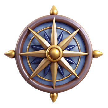 Gold Compass with Blue Star Design png