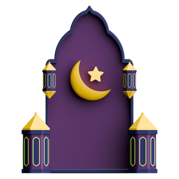 3D illustration of mosque door with muslim lantern for ramadan celebration png