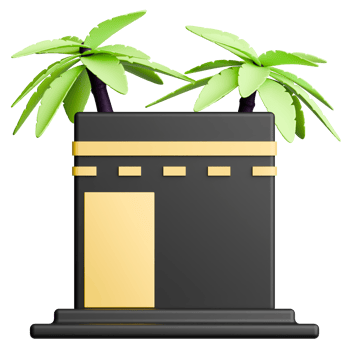 3D Illustration of Kaaba with palm tree for ramadan celebration png