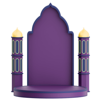 3D illustration of mosque door with podium for ramadan celebration png