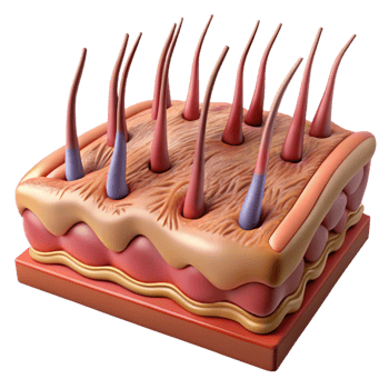 3D Render of Skin and Hair Follicles png