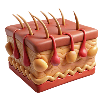 3D Model of Skin Layers Hair Follicles png