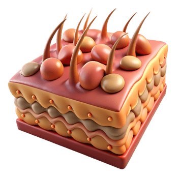 3D Illustration of Skin Layers and Hair Follicles png
