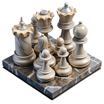 3D Chess Pieces on Marble Board Illustration png