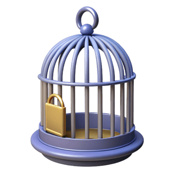 Locked Birdcage 3D Render png